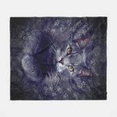 Graues Katzen-Porträt Fleecedecke (Vorderseite (Horizontal))