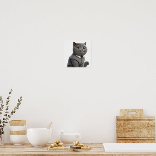 Graues Katzenposter für Katzen Poster (Küche)
