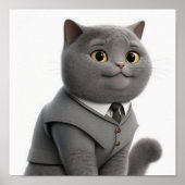 Graues Katzenposter für Katzen Poster (Vorne)