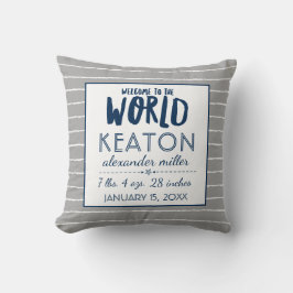 Graues Kinderzimmer Baby Boy Birth Stats Typografi Kissen