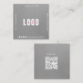 Graues Kraft Papier Logo und QR-Code einfach hinzu Quadratische Visitenkarte (Vorne/Hinten)