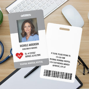 Graues Krankenhaus Medizinisches Mitarbeiter Logo  Ausweis