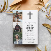 Graues Kreuz 3 Fotos Weißes Burikop Einladung