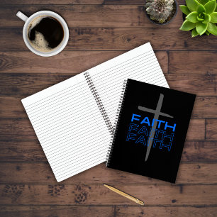 Graues Kreuz mit Blue Faith Word Notizblock