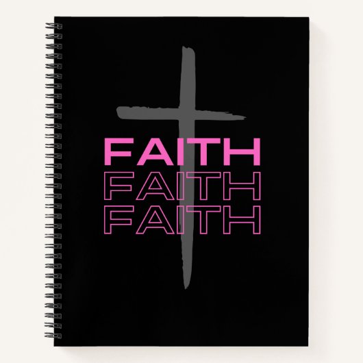 Graues Kreuz mit rosa Glaubensbegriff Notizblock (Vorderseite)