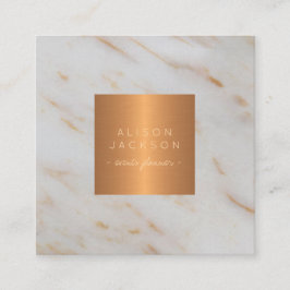 Graues Kupfergold mit Monogramm Quadratische Visitenkarte