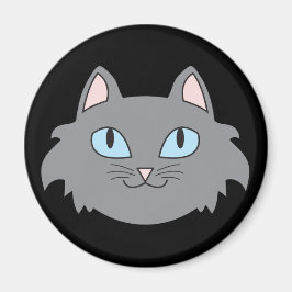 Graues Langhaariges Cat Round Magnet