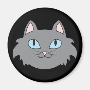 Graues Langhaariges Cat Round Magnet