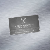 Graues Leder, doppelt geheftet Magnetische Visitenkarte (Beispiel)