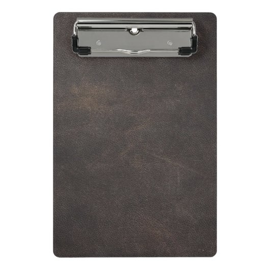 Graues Leder Mini Klemmbrett (Vorderseite)
