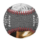 Graues Leder Print 1. Vatertag 2 Foto Baseball (Rückseite)