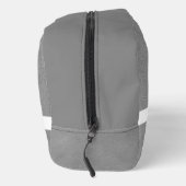 Graues Leder Textur Trim White Monogram Name Waschbeutel (Rechts)