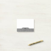 Graues ledernes Blick-Monogramm Post-it Klebezettel (Auf Schreibtisch)