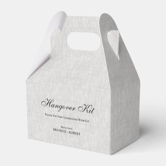 Graues Leinen Simple Script Kater-Erholungskit Geschenkschachtel (Rückseite)