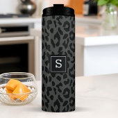 Graues Leopard-Tierdruckmuster Mit Monogramm Thermosbecher