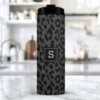 Graues Leopard-Tierdruckmuster Mit Monogramm