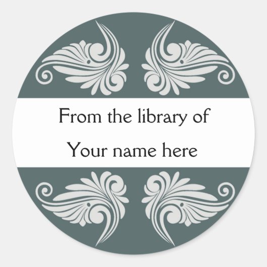 Graues Library-Buchzeichen Runder Aufkleber (Vorderseite)