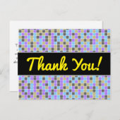 Graues, Lila, Beige, blaues Muster für Quadrate/Fl Postkarte (Vorne/Hinten)