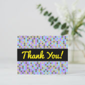 Graues, Lila, Beige, blaues Muster für Quadrate/Fl Postkarte (Stehend Vorderseite)