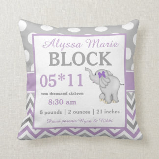 Graues lila Elefant-Baby-Mitteilungs-Kissen Kissen