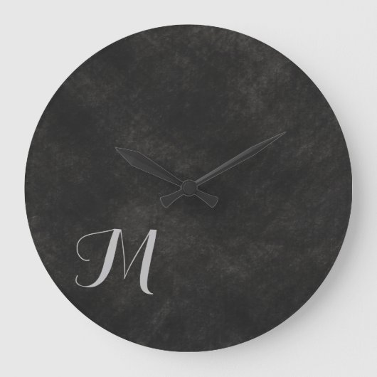 Graues Limones Wash Luxurious Monogram Große Wanduhr (Vorderseite)