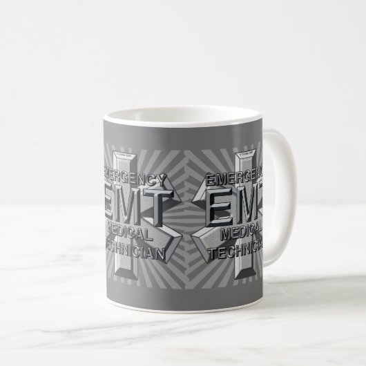Graues Logo EMT Tasse (VorderseiteRechts)