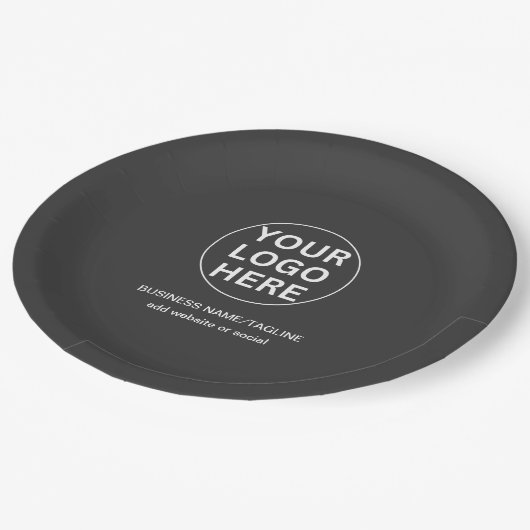 Graues Logo für Berufliche Veranstaltungen Pappteller (Schrägansicht)