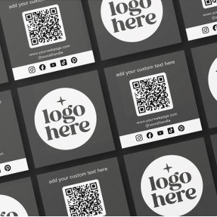 Graues Logo QR Code Custom Social Media Quadratische Visitenkarte