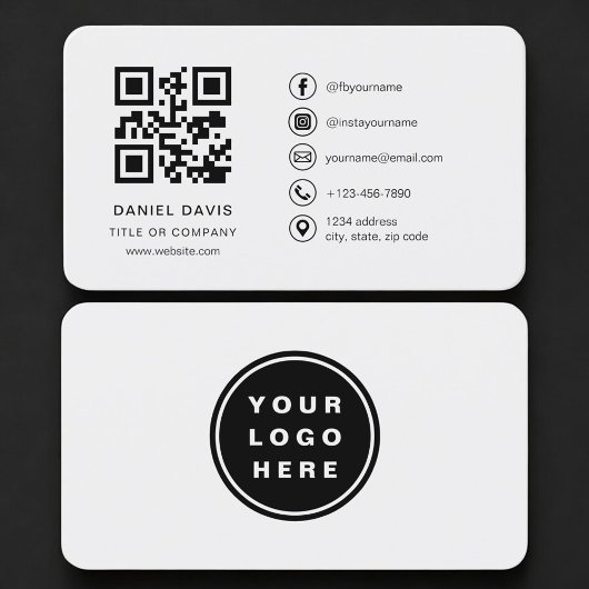 Graues Logo QR Code Professional Visitenkarte