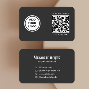 Graues Logo-Scan-Code-Kontakt-Geschäftskarte Visitenkarte