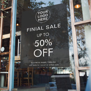 Graues Logo-Schlussverkauf-Sonderangebot im Store Fensteraufkleber