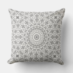 Graues Mandala-Geometrisches Muster Kissen