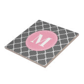 Graues marokkanisches Gitter Rosa Monogramm Fliese (Seite)
