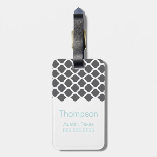 Graues marokkanisches Muster mit Gepäckanhänger (Rückseite vertikal)