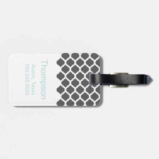 Graues marokkanisches Muster mit Gepäckanhänger (Rückseite horizontal)