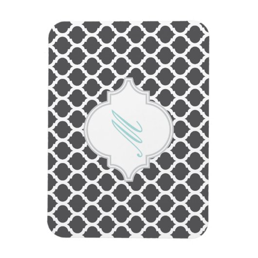 Graues marokkanisches Muster mit Monogram Magneten Magnet (Vertikal)