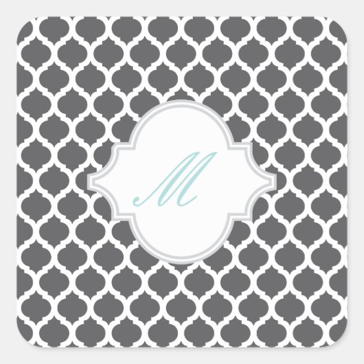 Graues marokkanisches Muster mit Monogram Stickers (Vorderseite)