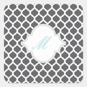 Graues marokkanisches Muster mit Monogram Stickers