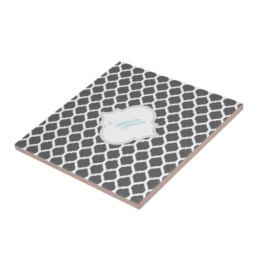 Graues marokkanisches Muster mit Monogram-Tile-Tri Fliese (Seite)