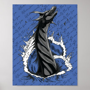 Graues Meer-Monster-Schlangen-Ozeanwellen-Plakat Poster