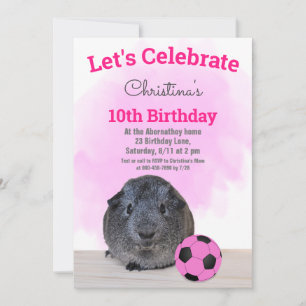 Graues Meerschweinchen Mädchen Rosa Fußball Benutz Einladung