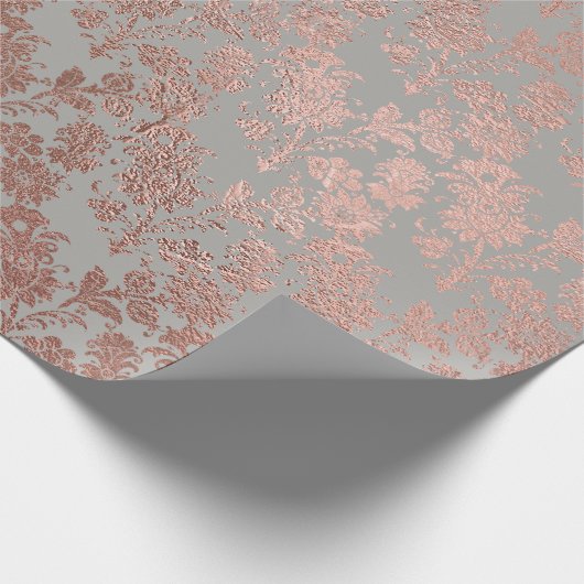 Graues Metal Rosa Rose Gold Powder Imitate Blush B Geschenkpapier (Ecke)