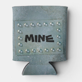 Graues Metall mit Textplatte auf Dose Dosenkühler