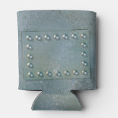 Graues Metall mit Textplatte auf Dose Dosenkühler (Rückseite)