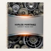 Graues Metallhintergrundnotebook Planer (Vorderseite)