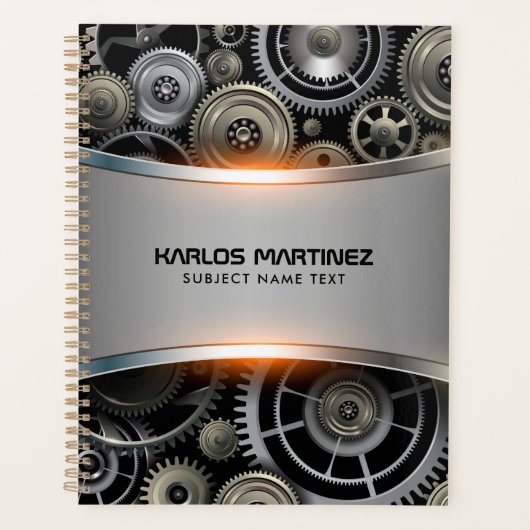 Graues Metallhintergrundnotebook Planer (Vorderseite)