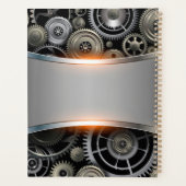 Graues Metallhintergrundnotebook Planer (Rückseite)