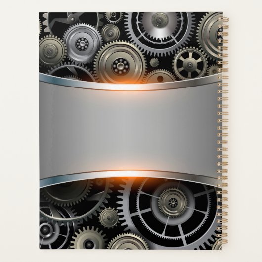 Graues Metallhintergrundnotebook Planer (Rückseite)