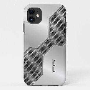 Graues Metallic Look Geometric Metal Mash Muster 3 iPhone 11 Hülle