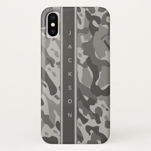 Graues militärisches Tarnmuster mit Namen Case-Mate iPhone Hülle (Rückseite)